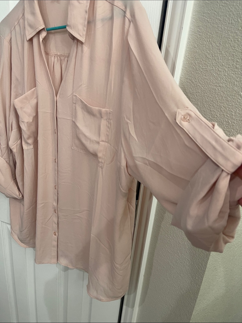 Maurices Blush Pink Button-Up Pocket Blouse - Picture 4 of 5